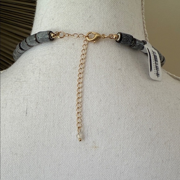 Free People Sincerely Yours Cross Choker In Gray/Blue - Picture 5 of 5